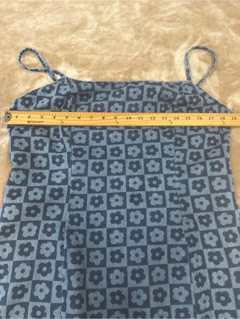 H&M Divided Floral Check Mini Dress Women’s sz Large Y2K Blue Bodycon cute girl - Picture 2 of 12